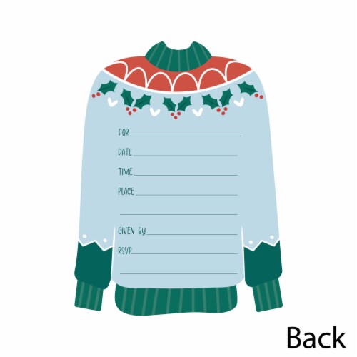 Big Dot of Happiness Colorful Christmas Sweaters Holiday Invitation Card with Envelopes 12 Ct Perspective: bottom