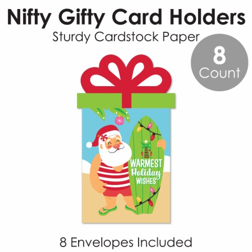 Big Dot of Happiness Tropical Christmas Santa Holiday Money & Nifty Gifty Card Holders 8 Ct Perspective: bottom