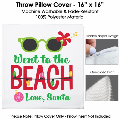 Big Dot of Happiness Tropical Christmas Santa Holiday Decorative Throw Pillow Cover 16  x 16 Perspective: bottom