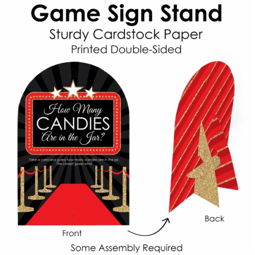 Big Dot of Happiness Red Carpet Hollywood Movie Night Party Game Candy Guessing Game Perspective: bottom