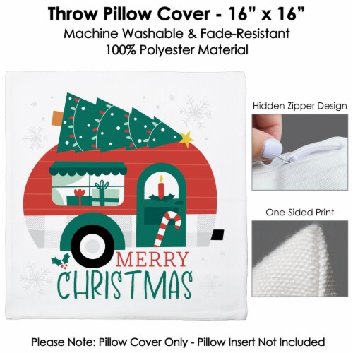 Big Dot of Happiness Camper Christmas Holiday Party Home Decor Throw Pillow Cover 16  x 16 Perspective: bottom