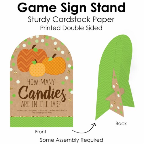 Big Dot of Happiness Pumpkin Patch Thanksgiving Party 1 Stand & 40 Cards Candy Guessing Game Perspective: bottom