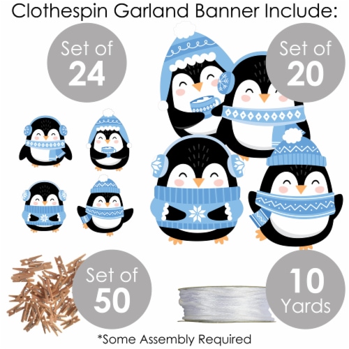 Big Dot of Happiness Winter Penguins Holiday & Christmas Clothespin Garland Banner 44 Pc Perspective: bottom