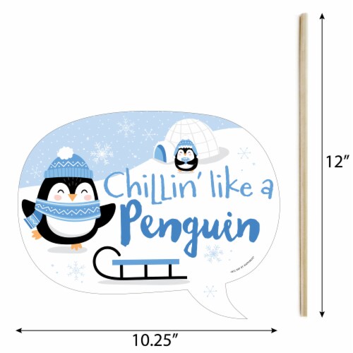 Big Dot of Happiness Funny Winter Penguins Holiday & Christmas Photo Booth Props Kit 10 Pc Perspective: bottom