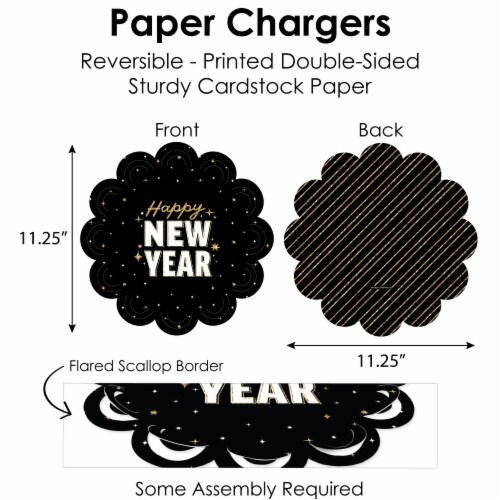 Big Dot of Happiness Hello New Year 2023 Party Charger & Table Decor Chargerific Kit for 8 Perspective: bottom