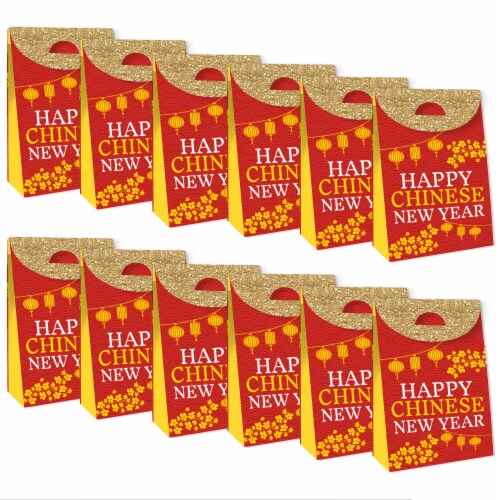 Big Dot of Happiness Chinese New Year Lunar New Year Gift Favor Bags Party Goodie Boxes 12 Ct Perspective: bottom