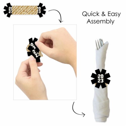 Big Dot of Happiness Hello New Year 2023 NYE Party Paper Napkin Holder - Napkin Rings 24 Ct Perspective: bottom