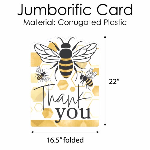 Big Dot of Happiness Little Bumblebee Thank You Giant Shaped Jumborific Card 16.5 x 22 Perspective: bottom