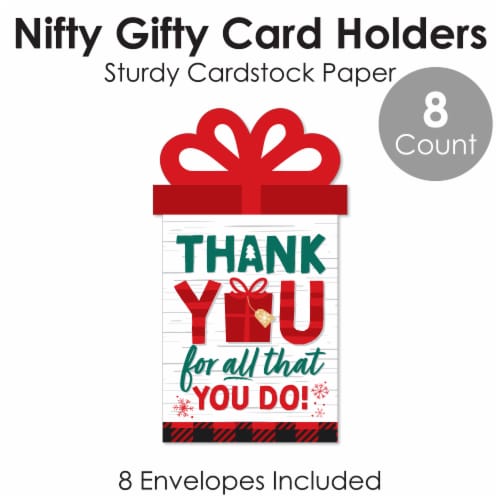 Big Dot of Happiness Holiday Thank You - Christmas Appreciation Nifty Gifty Card Holders 8 Ct Perspective: bottom