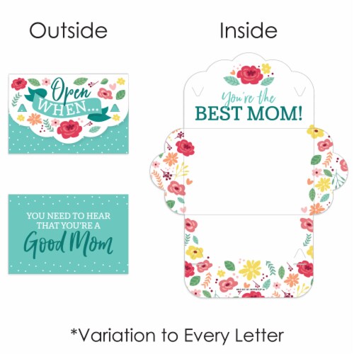 Big Dot of Happiness Colorful Floral Happy Mother's Day Cards Gift Box Open When Letters 8 Ct Perspective: bottom