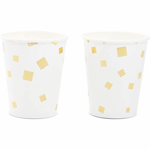Blue Panda Party Paper Cups with Gold Square Confetti – Pack of 50, 9 oz Perspective: bottom