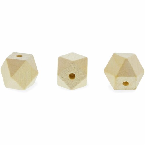 Geometric Wood Beads for Jewelry Making and DIY Crafts (20mm, 100 Pack) Perspective: bottom
