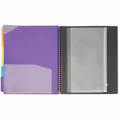 Okuna Outpost Black Spiral Notebook with Folder Pockets, 1/6 Cut Divider Tabs (10 x 11.75 in) Perspective: bottom