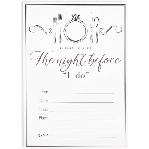 Wedding Rehearsal Invitations with Envelopes (5 x 7 in, White, 36 Pack) Perspective: bottom