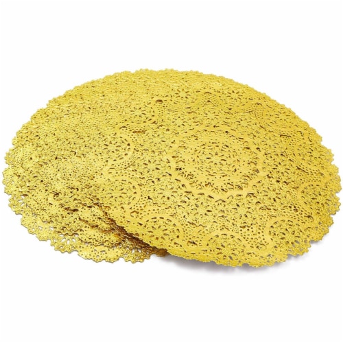 Gold Round Medallion Paper Lace Doilies (12 in, 60 Pack) Perspective: bottom