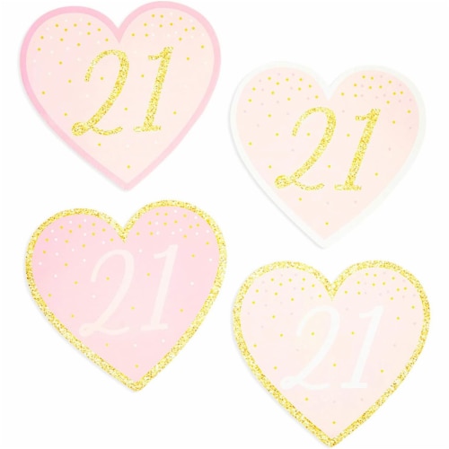 Happy 21st Birthday Yard Signs, Lawn Decorations in 3 Pink Designs (26 Pieces) Perspective: bottom
