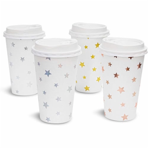 Insulated Paper Coffee Cups with Lids and Foil Stars (16-oz, 48-Pack) Perspective: bottom