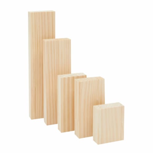 Unfinished Wooden Blocks for Crafts, 1 Inch Thick Wood (4 Sizes, 5