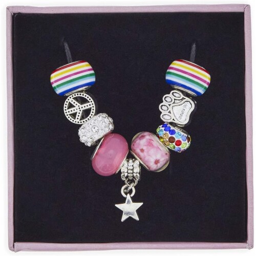 Unicorn Charm Bracelet Set for Girls, DIY Jewelry (71 Pieces) Perspective: bottom