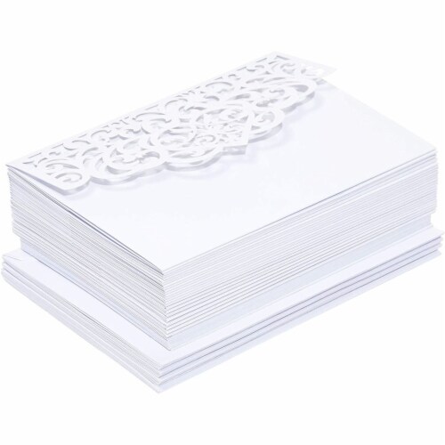 White Laser Cut Wedding Invitations with Envelopes (7.15 x 4.95 in, 24 Pack) Perspective: bottom