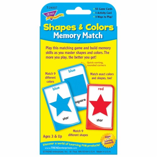 Trend Enterprises TREND Shapes and Colors Memory Match Challenge Cards 6 Packs (T-24007-6) Perspective: bottom