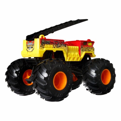 Hot Wheels Monster Trucks 5 Alarm - 1:24 Scale Oversized - Yellow/Red Perspective: bottom