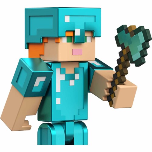 Mattel Minecraft 3.25 Action Figure, Alex in Diamond Armor Perspective: bottom