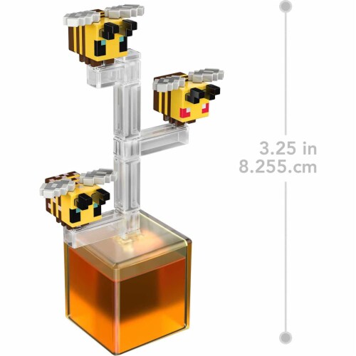 Mattel Minecraft Bees Action Figure, 3.25-in, with 1 Build-a-Portal Piece & 1 Accessory Perspective: bottom