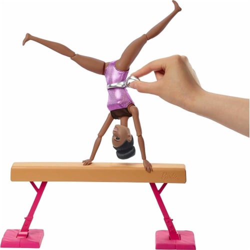 Barbie Gymnastics Playset: Brunette Doll with Twirling Feature Balance Beam  15+ Accessories, 1 - Fry's Food Stores