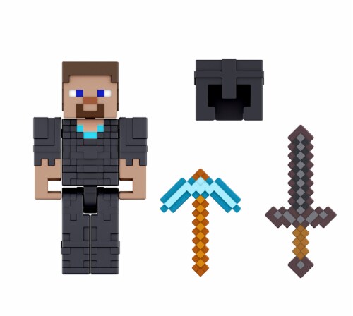 Mattel Minecraft Craft-A-Block Steve In Netherite Armor Figure Perspective: bottom