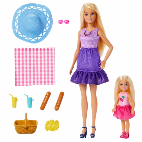 Mattel® ​Barbie® Family & Friends™ Malibu Barbie® & Chelsea Dolls With Accessories Picnic Playset Perspective: bottom