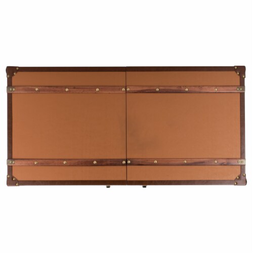 SAFAVIEH Zoe Coffee Table Storage Trunk With Wine Rack Cognac