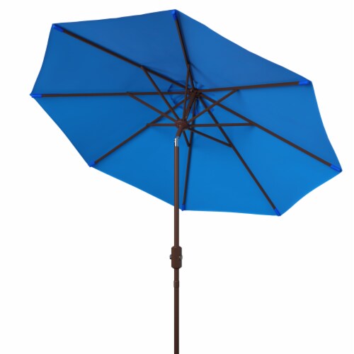 SAFAVIEH Outdoor Collection Ortega 9-Foot Tilt Crank Umbrella Pacific Blue Perspective: bottom