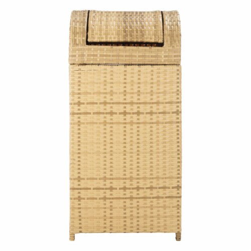 SAFAVIEH Outdoor Collection Serapis Trash Bin Natural Perspective: bottom
