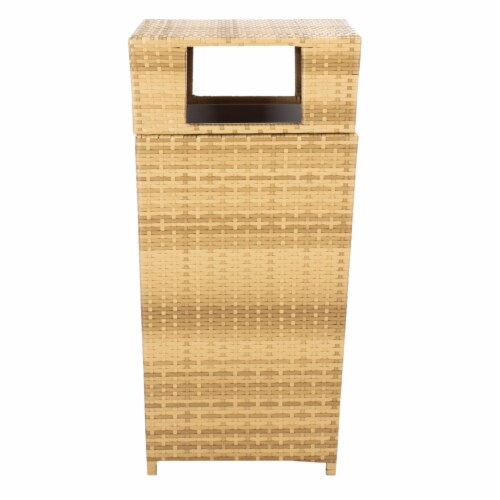 SAFAVIEH Outdoor Collection Mazeli Trash Bin Natural Perspective: bottom