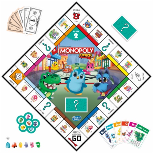 Hasbro Gaming Monopoly Junior 2 Games in 1 Board Game Perspective: bottom