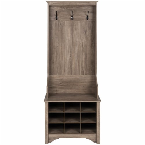 Pemberly Row 27  Hall Tree with 9 Cubbies in Drifted Gray Perspective: bottom