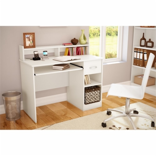 South Shore Axess Desk With Keyboard Tray and 5 Shelf Bookcase Set