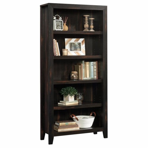 Pemberly Row Engineered Wood 5-Shelf Bookcase in Char Pine Perspective: bottom