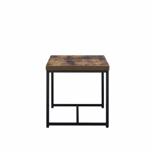 Bowery Hill Square End Table in Weathered Oak and Black Perspective: bottom