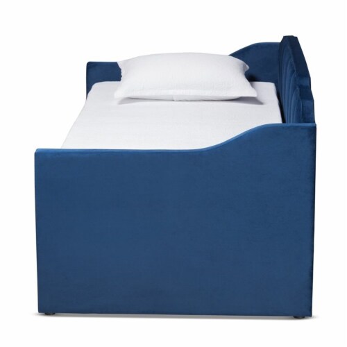 Bowery Hill Navy Blue Velvet Twin Size Daybed with Trundle Perspective: bottom