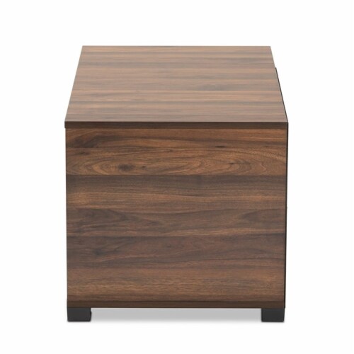 Bowery Hill Modern Walnut Brown Finished 2-Door Cat Litter Box Cover House Perspective: bottom