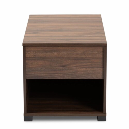 Bowery Hill Modern Walnut Brown Finished Cat Litter Box Cover House Perspective: bottom