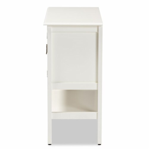 Bowery Hill Traditional White Finished Wood and Glass 2-Door Kitchen Cabinet Perspective: bottom