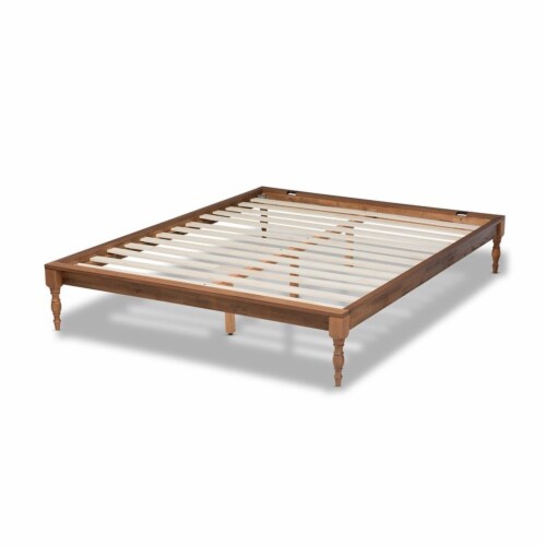 Bowery Hill Traditional Full Size Ash Brown Finished Wood Bed Frame Perspective: bottom