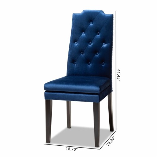Bowery Hill 20 H Button Tufted Wood Dining Chairs in Navy Blue (Set of 2) Perspective: bottom