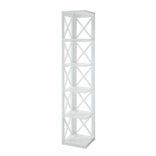 Home Square 5 Shelf Wood Corner Bookcase Set in White (Ste of 2) Perspective: bottom