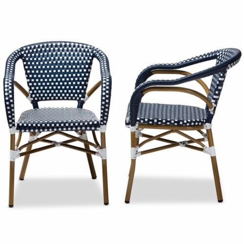 Bowery Hill Dining Side Chair in Navy and White (Set of 2) Perspective: bottom