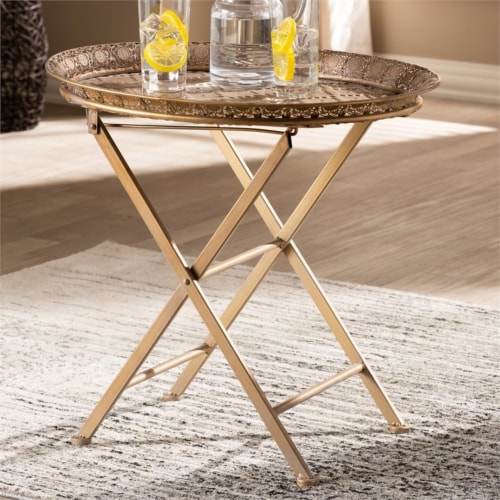Bowery Hill Matte Gold Finished Metal Foldable Tray Table 1 Fry s Food Stores