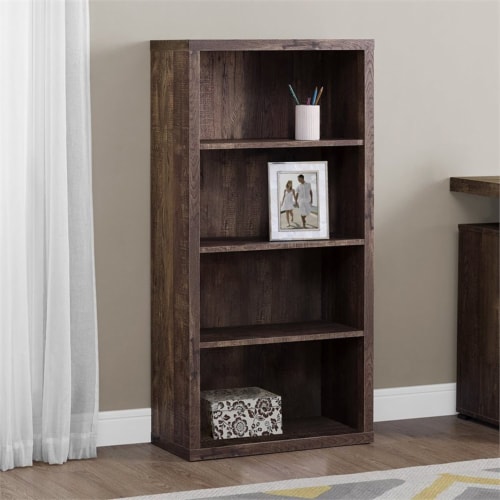 Home Square 4 Adjustable Shelves Wood Bookcase Set in Brown (Set of 2) Perspective: bottom